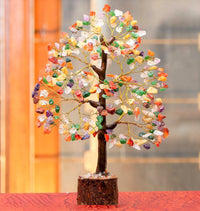 Chakra Tree - Crystal Tree - Gemstone Tree - Feng Shui Tree - Money Tree Bonsai - Healing Crystal - 7 Chakra Tree of Life - Home Decor - Spiritual Gift - Seven Chakra Tree - Handmade Crystal Gift Mix Chakra (Golden Wire)