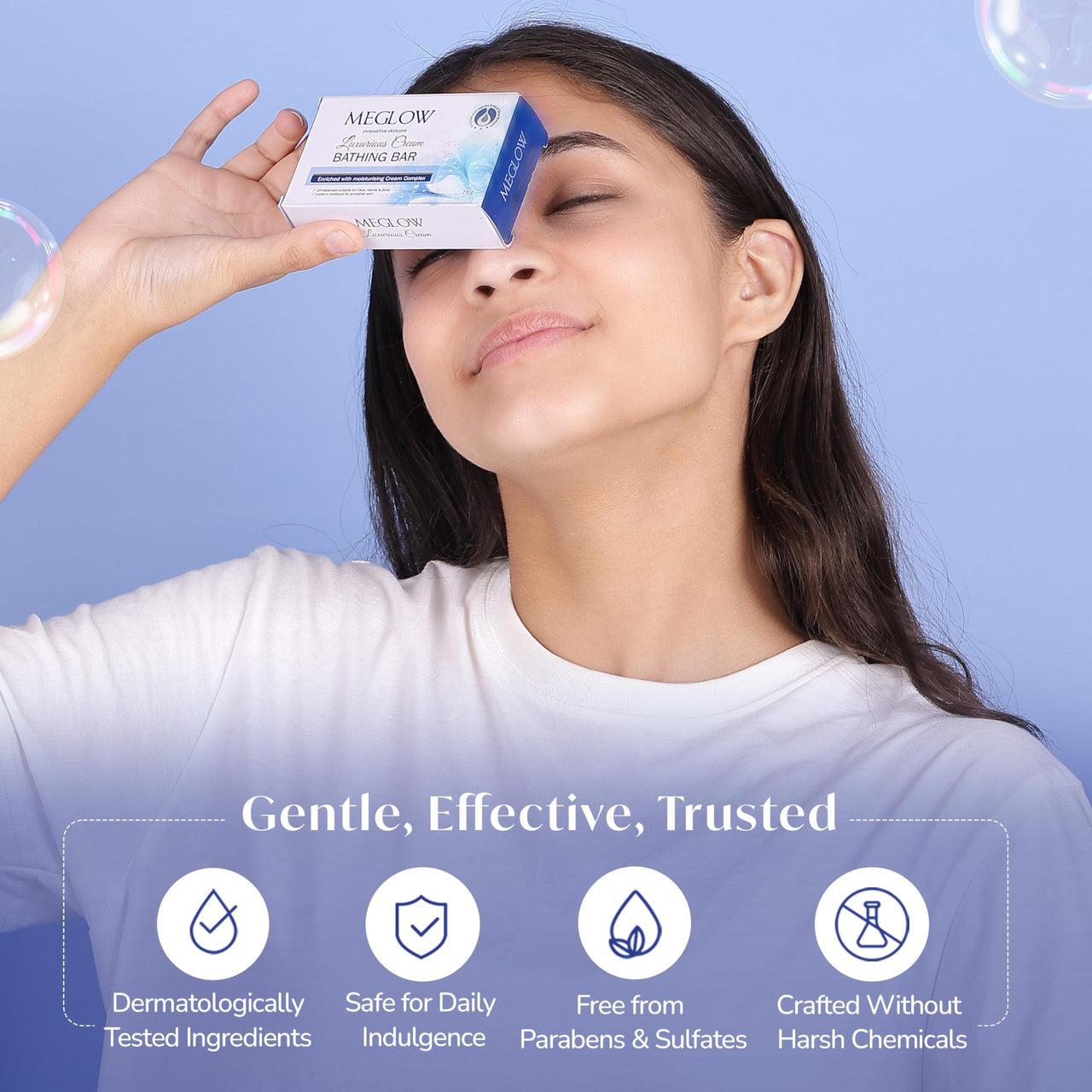 Meglow Luxurious Cream Soap Bar Combo Pack of 5(75g) with Jojoba & Shea Butter|pH Balanced| Suitable All Skin Type|Moisturize Skin & Make Soft & Smoother