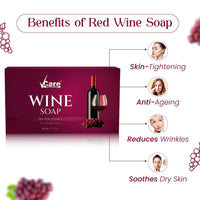 VCare Red Wine Bathing Bar/Soap for Body, Hand, Face 100 gm - Helps to Reduce Fine Lines and Wrinkles for Men and Women (Pack of 4)
