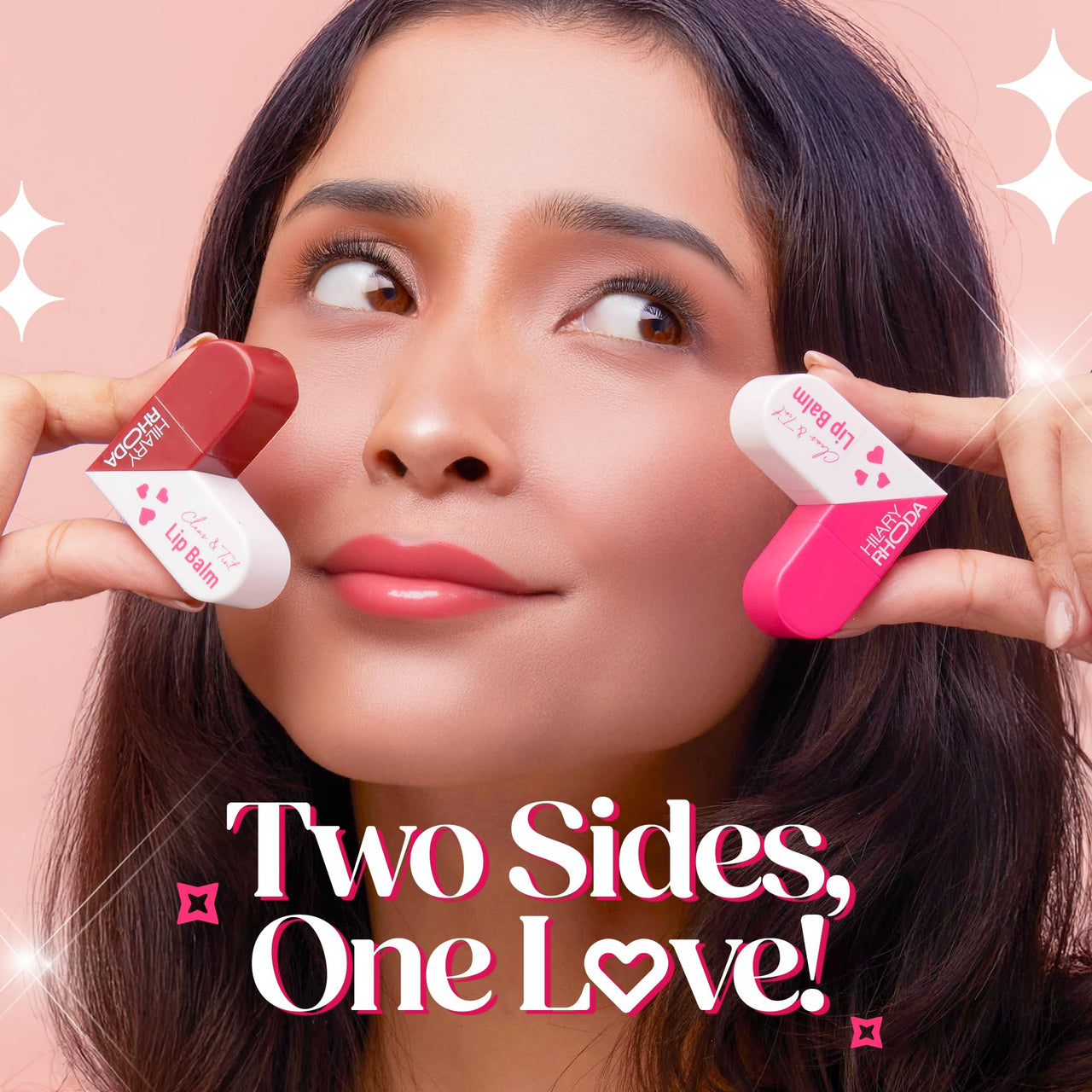 Hilary Rhoda Clear & Tint Lip Balm | Infused with Aloe Vera & Shea Butter | Hydrates & Nourishes Lips | 2 Sided Lip Balm | Glides on lips Smoothly - 2.27g*2 (Coral Love - Shade 03)