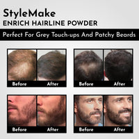 StyleMake Enrich Hairline Powder for Women & Men | Root Touch Up for Grey Hair | Hair Toppers | Hair Cover-Up Powder | Instantly Covers Hair Loss, Patches, and Grey Hair on Beard, (Medium Brown, 4 g)