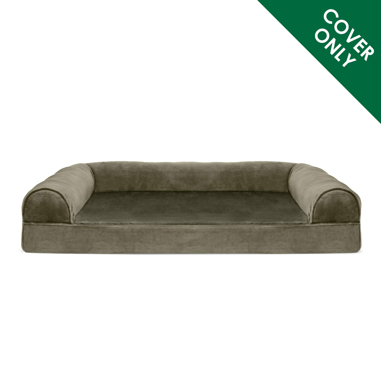 Furhaven Replacement Dog Bed Cover Faux Fur & Velvet Sofa-Style, Machine Washable - Dark Sage, Medium Cover Only 30.0"L x 20.0"W x 0.3"Th (Faux Fur & Velvet) Dark Sage