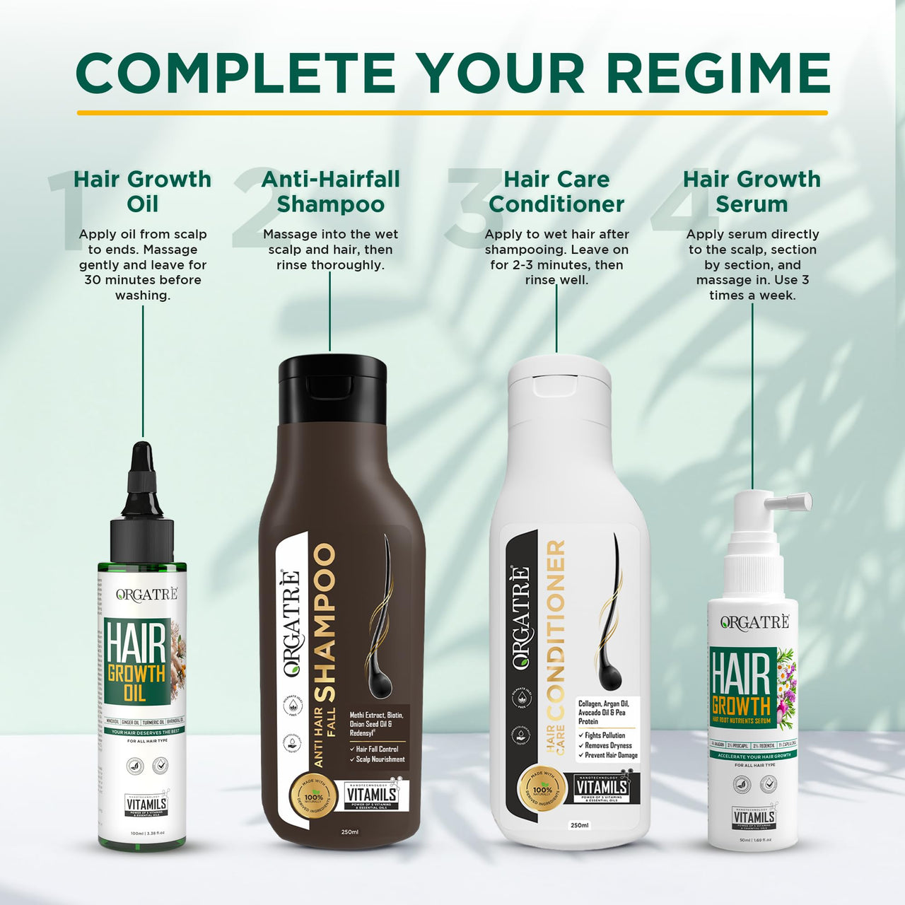 ORGATRE Hair Growth Serum for Scalp 50 ml - 3% Redensyl, 4% Anagain, 3% Procapil, 1% Capilia Longa, Castor & Rosemary Oil | For Hair Growth & Hair Fall Control Serum for Men & Women