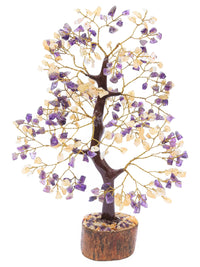 Amethyst & Citrine Crystal Tree of Life - Chakra Tree of Life, Handmade Gemstone Tree, Feng Shui Tree, Crystal Decoration, Money Tree, Spiritual Gift, Healing Crystal Tree, Gem Tree, Chakra Decor Citrine & Amethyst (Golden Wire)
