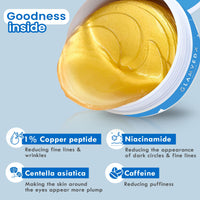 Glamveda Advanced Age Support Under Eye Patch | 1% Copper Peptide, Multi-Peptide & Hyaluronic Acid | Smooths Wrinkles, Reduces Puffiness, Fades Dark Circles & Firms | 30 Pairs