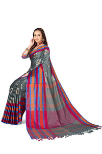 GRECIILOOKS Women's  Art Cotton Silk With Golden Border Printed Soft Silk Saree With Blouse Piece