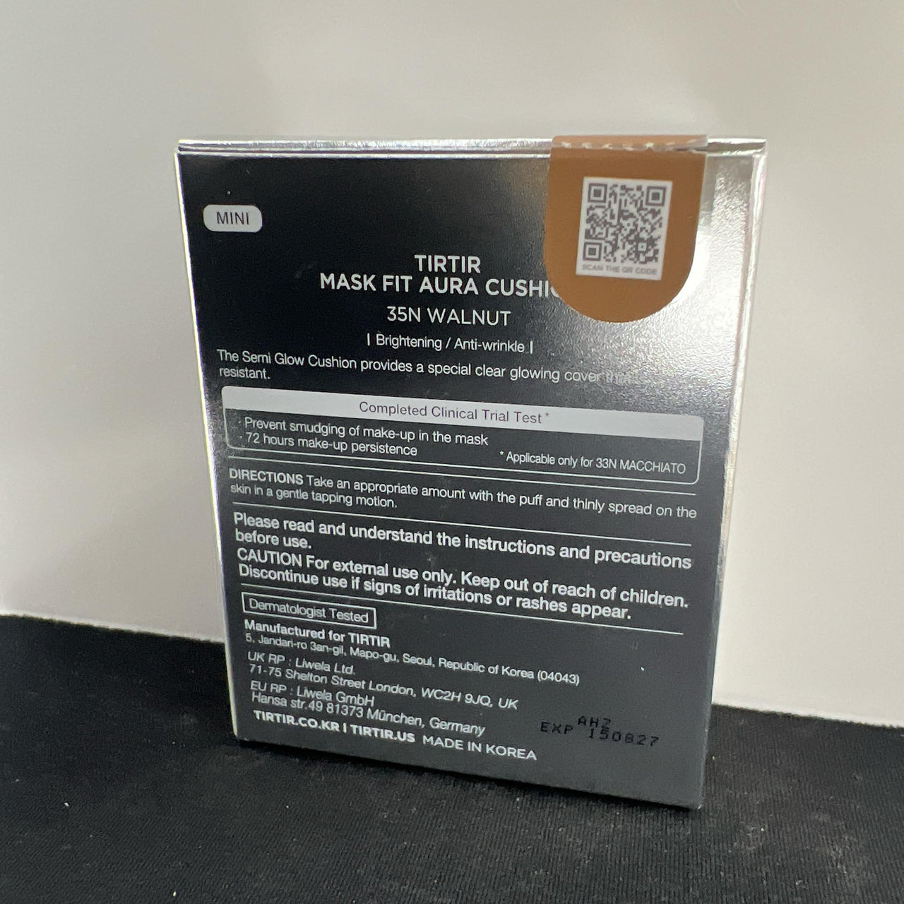 TIRTIR Mask Fit Aura Cushion Foundation, Full coverage, Skin fit, Satin Glow Finish, Korean Cushion Foundation #35N WALNUT, 4.5g