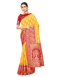SATYAM WEAVES Women's  Banarasi Cotton Silk Saree With Blouse Piece