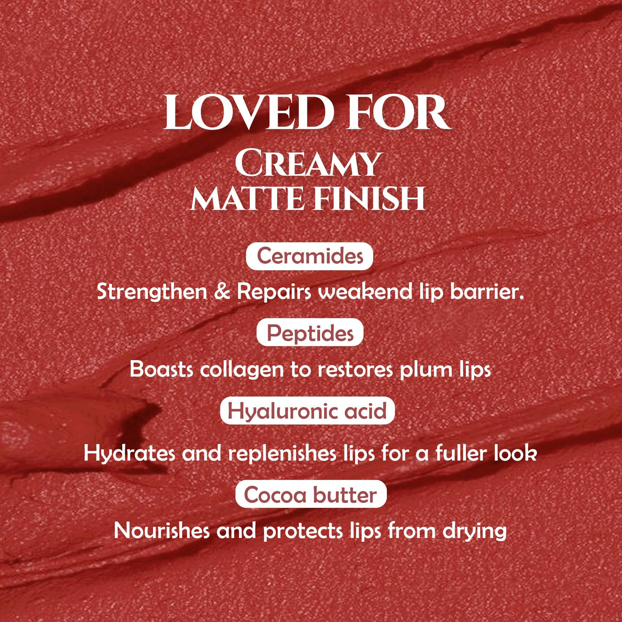 Glamveda Creamy Matte Long Lasting Lipstick with Ceramides & Peptides, Lightweight, 12 Hour Wear, Smudgeproof & Transferproof - Sweet Candy 306