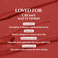 Glamveda Creamy Matte Long Lasting Lipstick with Ceramides & Peptides, Lightweight, 12 Hour Wear, Smudgeproof & Transferproof - Sweet Candy 306