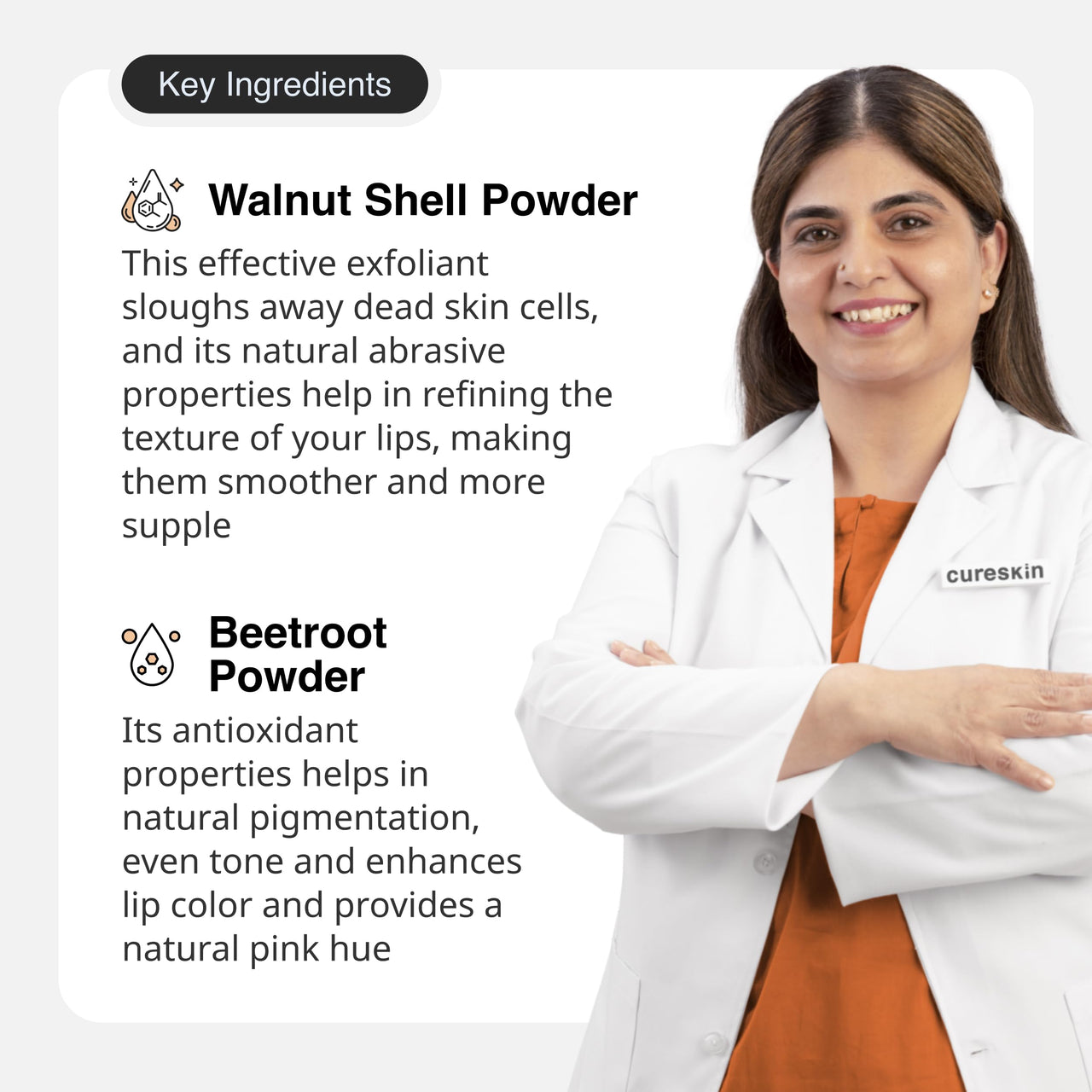 Cureskin Lightening Lip Scrub for Men and Women | Lip Scrub for Dark Lips to Lighten Pink