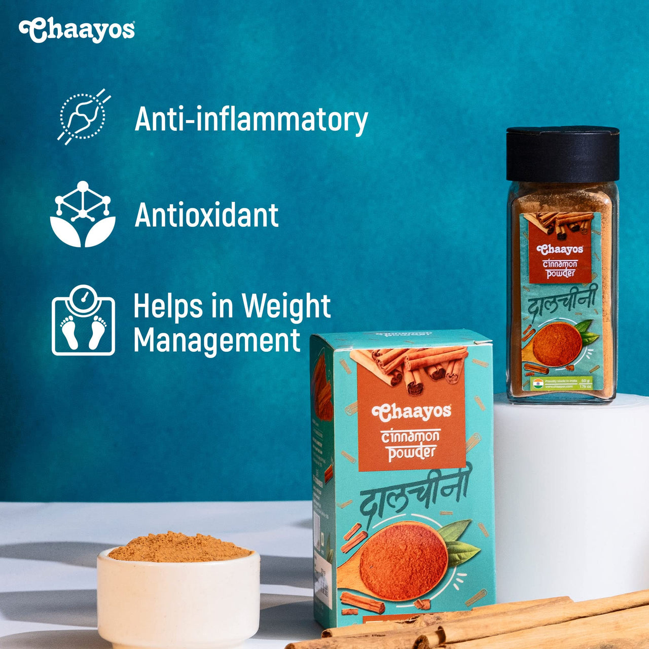 Chaayos Sri Lankan Cinnamon Powder - 50grams | 100% Natural Dalchini Powder Spice | Keto Diet | Sugar Free