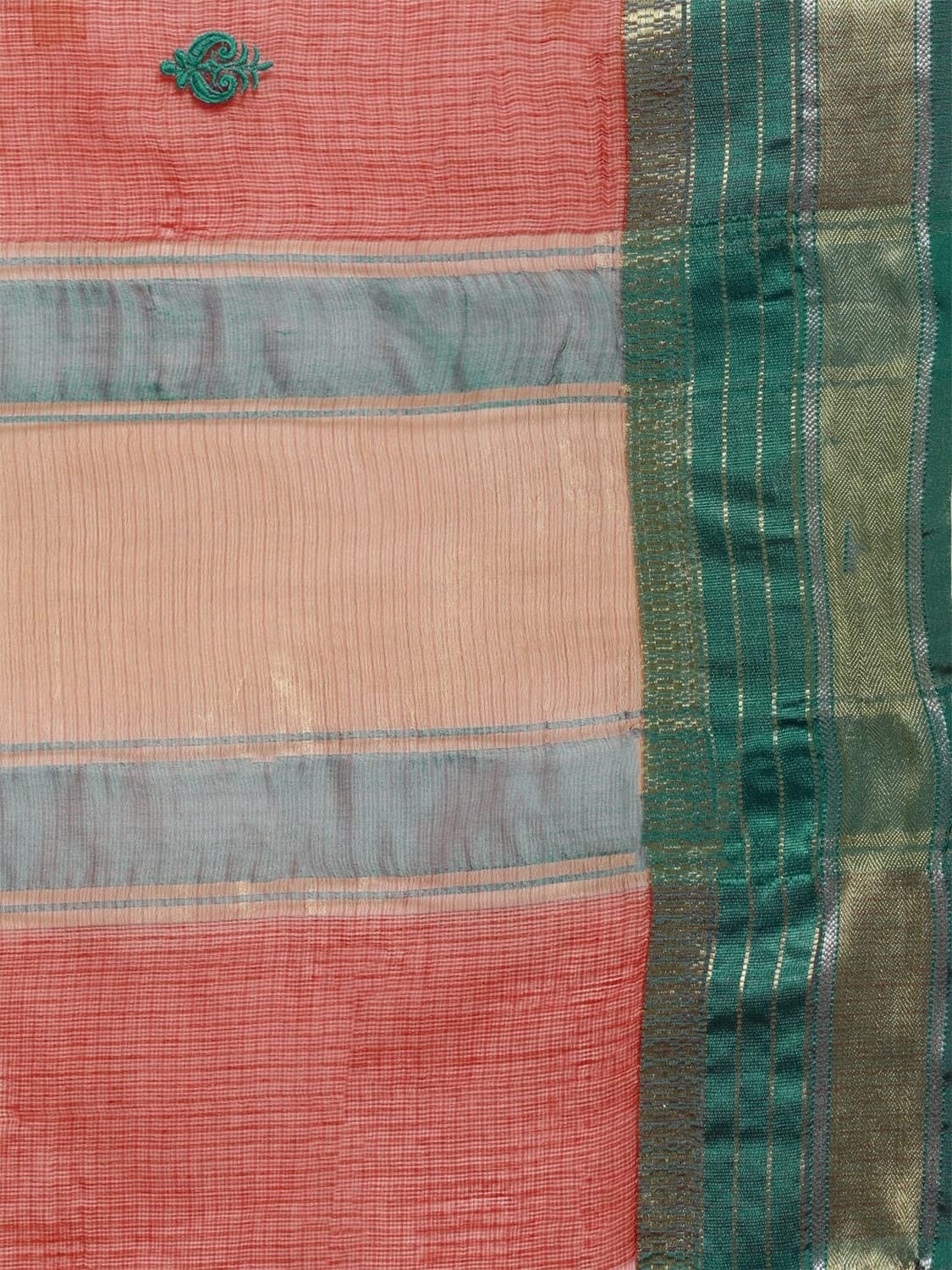 leeza store Women's  Jacquard Dobby Butta Butti Rich Kota Doria Cotton Silk Saree With Blouse Piece Green