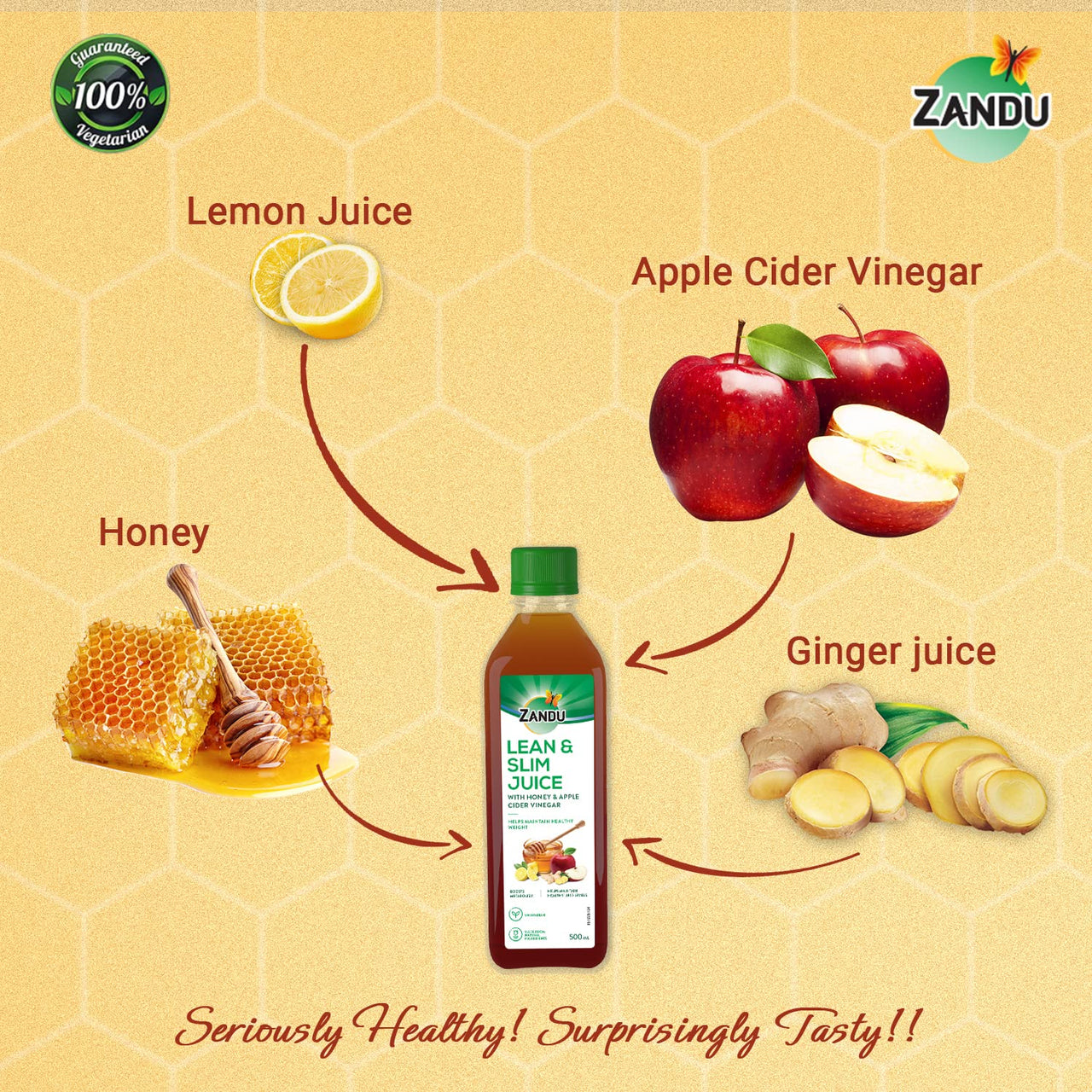 Zandu Lean & Slim Juice 500ml| With Honey & Apple Cider Vinegar, Helps Maintain Healthy Weight & Boosts Metabolism | 100% Ayurvedic and Natural