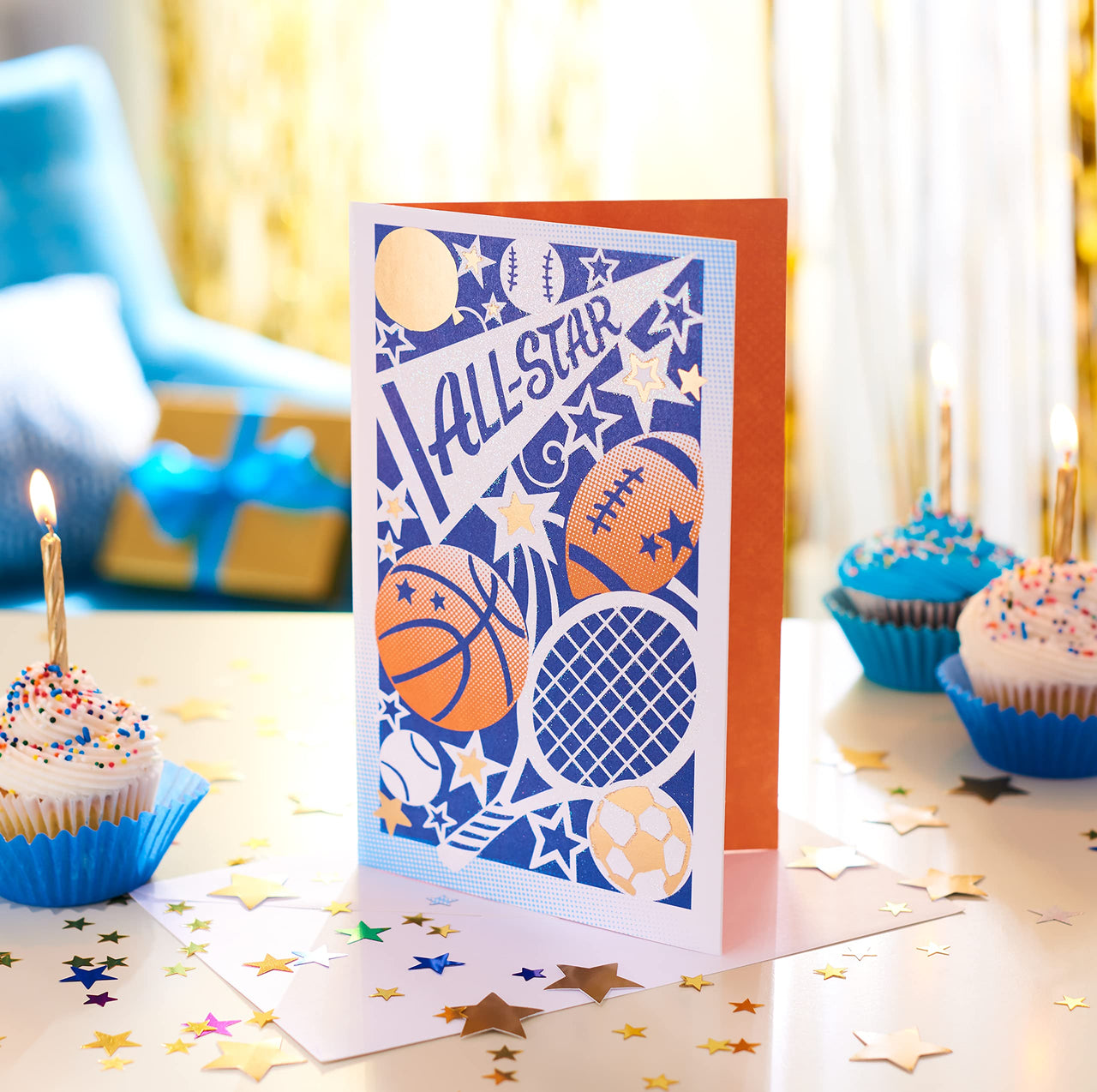 American Greetings Birthday Card for Boy (All-Star Guy) Sport Icons w Ltg