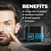 Beardo Daily Defence Face Cream for Men, 50g |Water-based Fast Absorbing Ultralight Moisturizer for face with Niacinamide & Vitamin E | Shield against Pollution