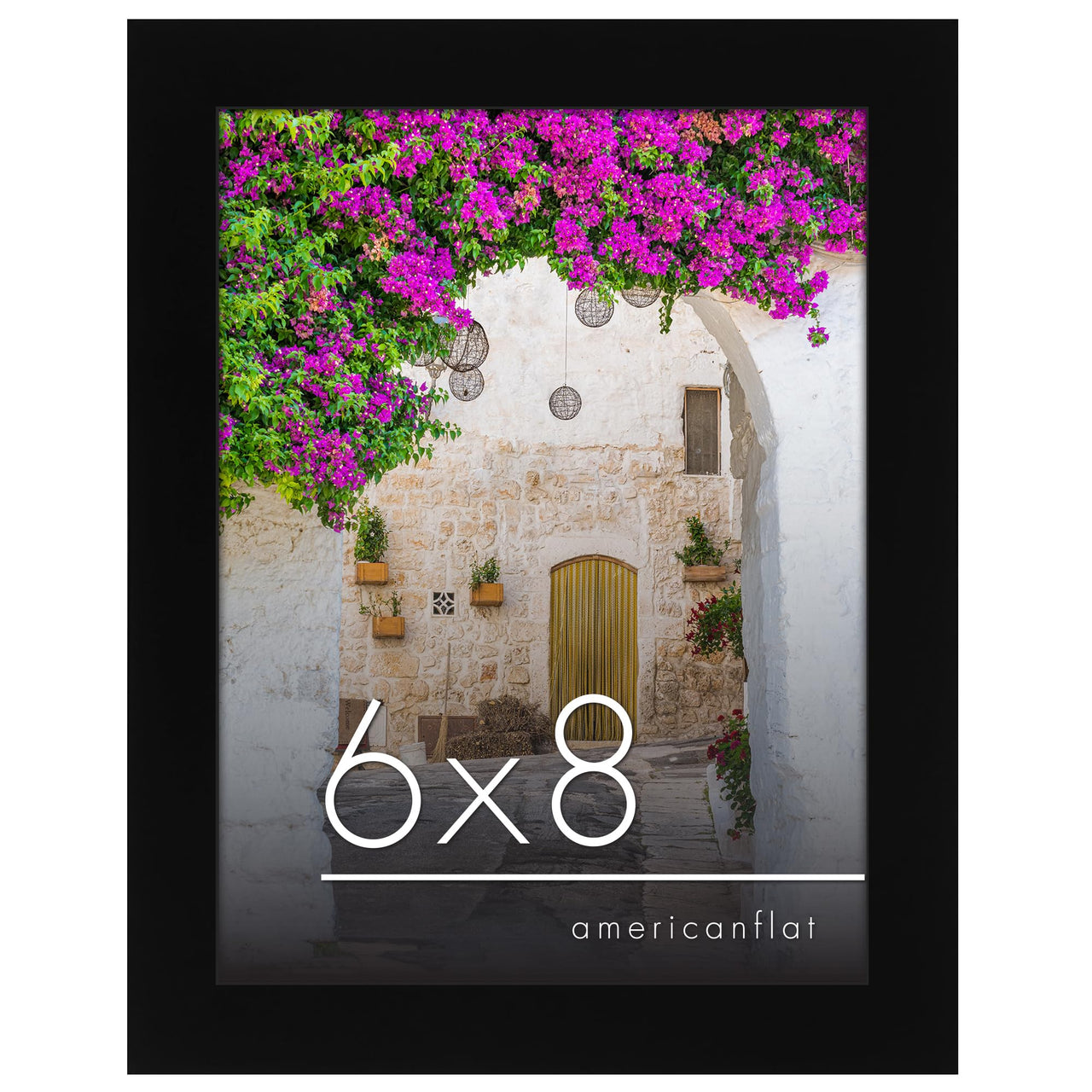 Americanflat 6x8 Picture Frame in Black - Engineered Wood Photo Frame with Shatter-Resistant Glass, Hanging Hardware, and Easel for Wall and Tabletop Display