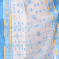 dB DESH BIDESH Women`s Traditional Bengal Phulkoli Woven Design Pure Handloom Cotton Saree Without Blouse Piece White Red