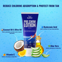 SLOVIC Pre Swim Lotion for Kids 200ml - Apply Before Swimming | Body Lotion | Swimming Cream for Chlorine Protection | Swimmers Waterproof Pool Cream | Upto 80 mins of Water Resistance
