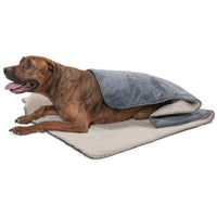 Furhaven Waterproof & Self-Warming Throw Blanket for Dogs & Indoor Cats, Washable & Reflects Body Heat - Terry & Sherpa Dog Blanket - Cozy Denim, Large