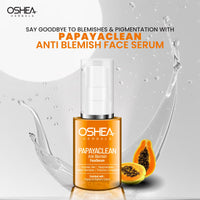 Oshea Herbals Papayaclean Anti Blemish Serum for All Skin Types | Lightens Blemishes & Hydrates Skin with Deep Cleansing | Enriched with Papaya, Pineapple & Mulberry Extract 30ml