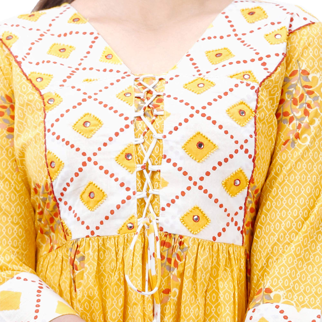 Ashta Vinayak Creations Women's  Casual Rayon Printed Flared Kurti With Sharara(AVC81_YELLOW_WHITE)