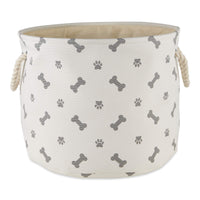 Bone Dry 5511 Pet Storage Collection Paw and Bone Print, Medium Round, Gray