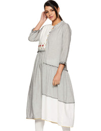 BIBA Women's  Cotton A-Line Kurta S Gry