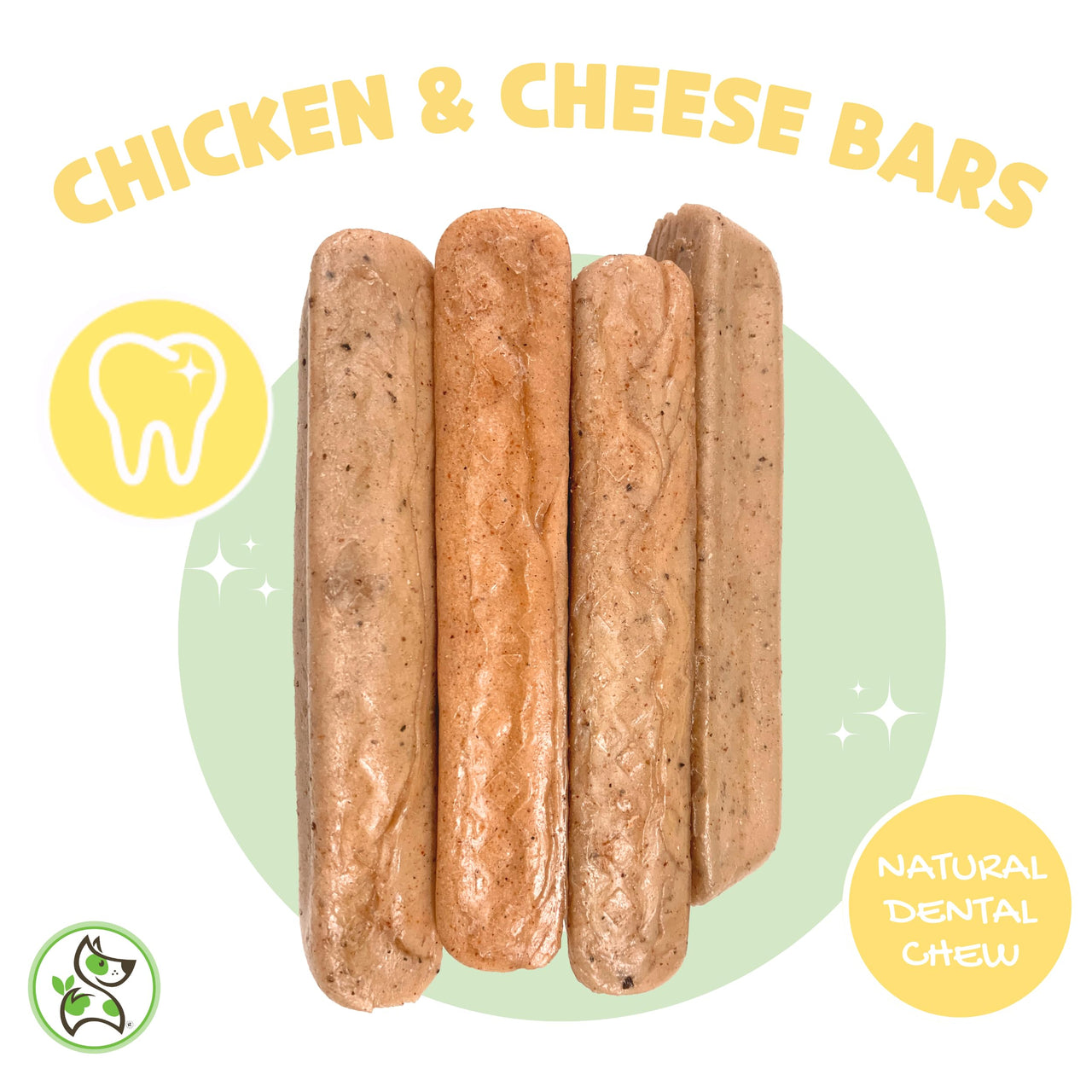 Nature Gnaws Cheese Bar Chews for Dogs – Natural Lasting Hard Chew Treats - Rawhide Free Dog Bones - Yak Alternative 4 Count Chicken & Apple