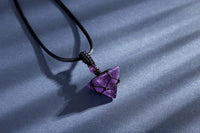 Amethyst Healing Crystal Necklace Pointed Pendant Necklaces Adjustable Rope Natural Pyramid Gemstone Stone Necklace Reiki Quartz Jewelry for Women Men Purple-amethyst