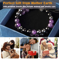Triple Protection Bracelet for Men Women, Genuine Amethyst Black Obsidian Hematite 8mm Beads Bracelet ,Handmade Natural Stone Crystal Bracelets for Protection Healing Balance Amethyst Bracelet
