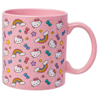 Silver Buffalo Sanrio Hello Kitty Whimsical Pastel Mug with Stars, Rainbows, and Bows, 20 Ounces