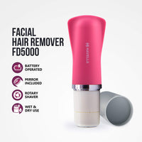 Havells Female Lady Facial Hair Remover/Shaver | Rotary Blades for Clean & Smooth Touch for Upper Lips,Chin7 Cheeks | Wet & Dry Use | Battery Powered | Mirror Included | Hot Pink | FD5000,Multicolour