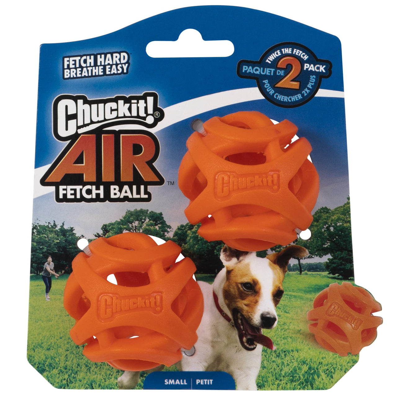 Chuckit Air Fetch Ball Dog Toy, Small (2 Inch Diameter), for dogs 0-20 lbs, Pack of 2