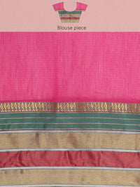 leeza store Women's  Jacquard Dobby Butta Butti Rich Kota Doria Cotton Silk Saree With Blouse Piece Green