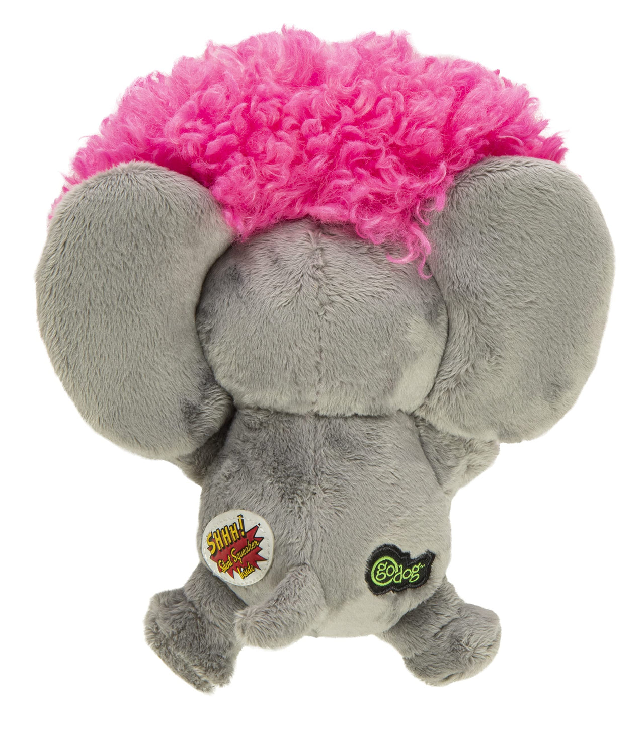 goDog Crazy Hairs Elephant Silent Squeak Plush Dog Toy, Chew Guard Technology - Gray, Small Crazy Hairs Elephant (Gray)