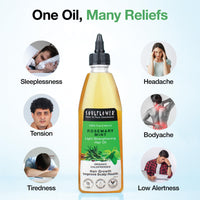 Soulflower Rosemary Mint Light Hair Oil | Hair Growth, Hair Fall Control, Dandruff & Split Ends | With Amla, Argan, Castor | Cooling Scalp Oil for Men & Women | 100% Natural & Organic | 225ml