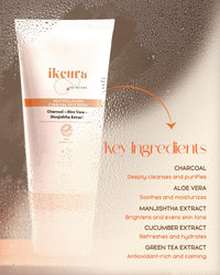 Ikcura Anti Pollution Charcoal Face Wash, Charcoal, Aloe Vera, Manjishtha Extract | Deep Cleansing, Moisturizing, Pollution Defense, Hydration Boost, 100ml