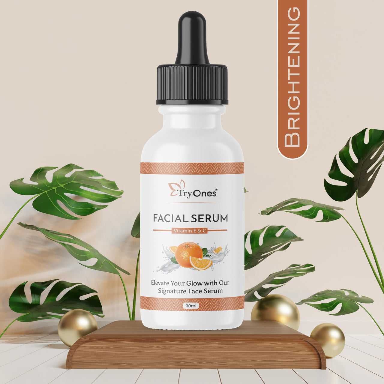 TryOnes Skin Naturals, Bright Complete 30X Vitamin C Booster Face Serum, Increases Skin's Glow Instantly and Reduces Spots Overtime for Men & Women_Vitamin E & C Face Serum_30ml