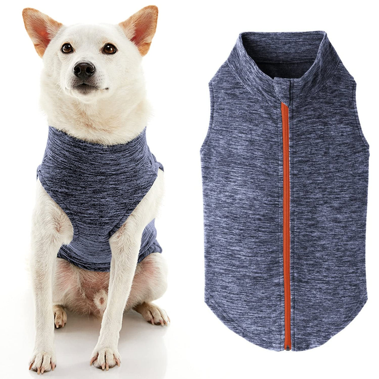Gooby Zip Up Fleece Dog Sweater - Gray Wash, 3X-Large - Warm Pullover Fleece Step-in Dog Jacket Without Ring Leash - Winter Small Dog Sweater - Dog Clothes for Small Dogs Boy and Medium Dogs 3X-Large chest (~28.5")
