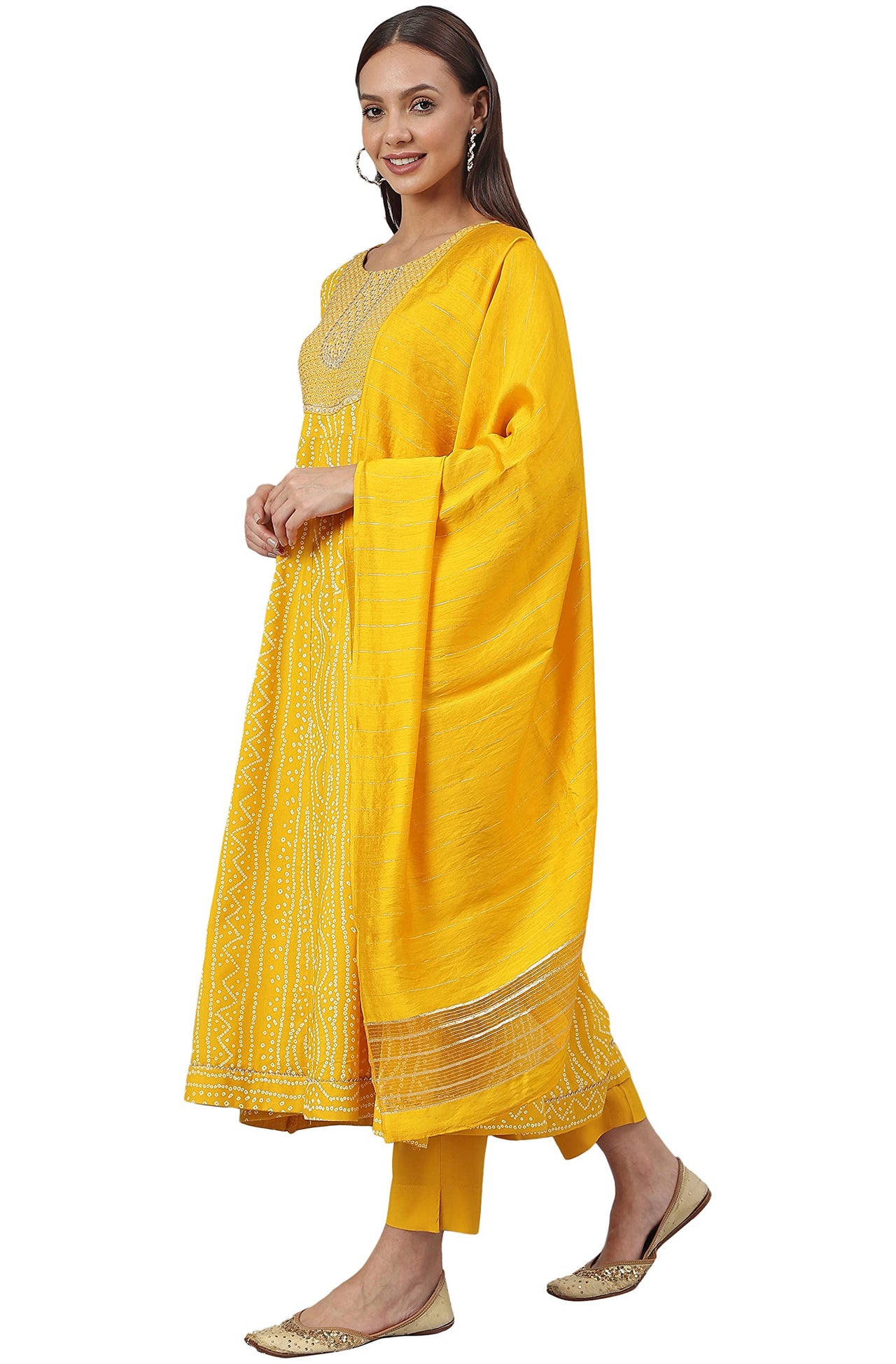 Janasya Women's  Cotton A-Line Kurta with Pant and Dupatta