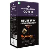 COLOMBIAN BREW COFFEE Blueberry Chocolate Mocha Instant Coffee Powder Box, No Sugar Vegan, 100 Grams