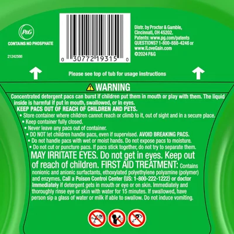 Gain Flings! Odor Defense Fresh Boost Laundry Detergent Pacs, Vibrant Bloom, 108 Ct.