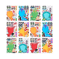 24PCS Make-A-Face Dinosaur Sticker Sheets for Kids, Make Your Own Animal and Match Sticker Sheets with Fantasy Animals Kids Party Favor Supplies Craft