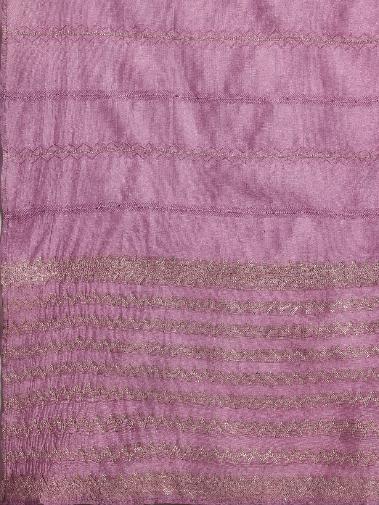 Purple Printed Silk Blend A-Line Kurta with Trousers & Dupatta