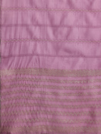 Purple Printed Silk Blend A-Line Kurta with Trousers & Dupatta