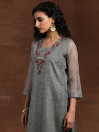 Green Printed Organza Straight Suit with Dupatta