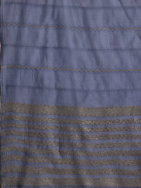 Blue Printed Silk Blend A-Line Kurta with Trousers & Dupatta