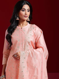 Libas Art Pink Embroidered Chanderi Silk Straight Suit with Dupatta