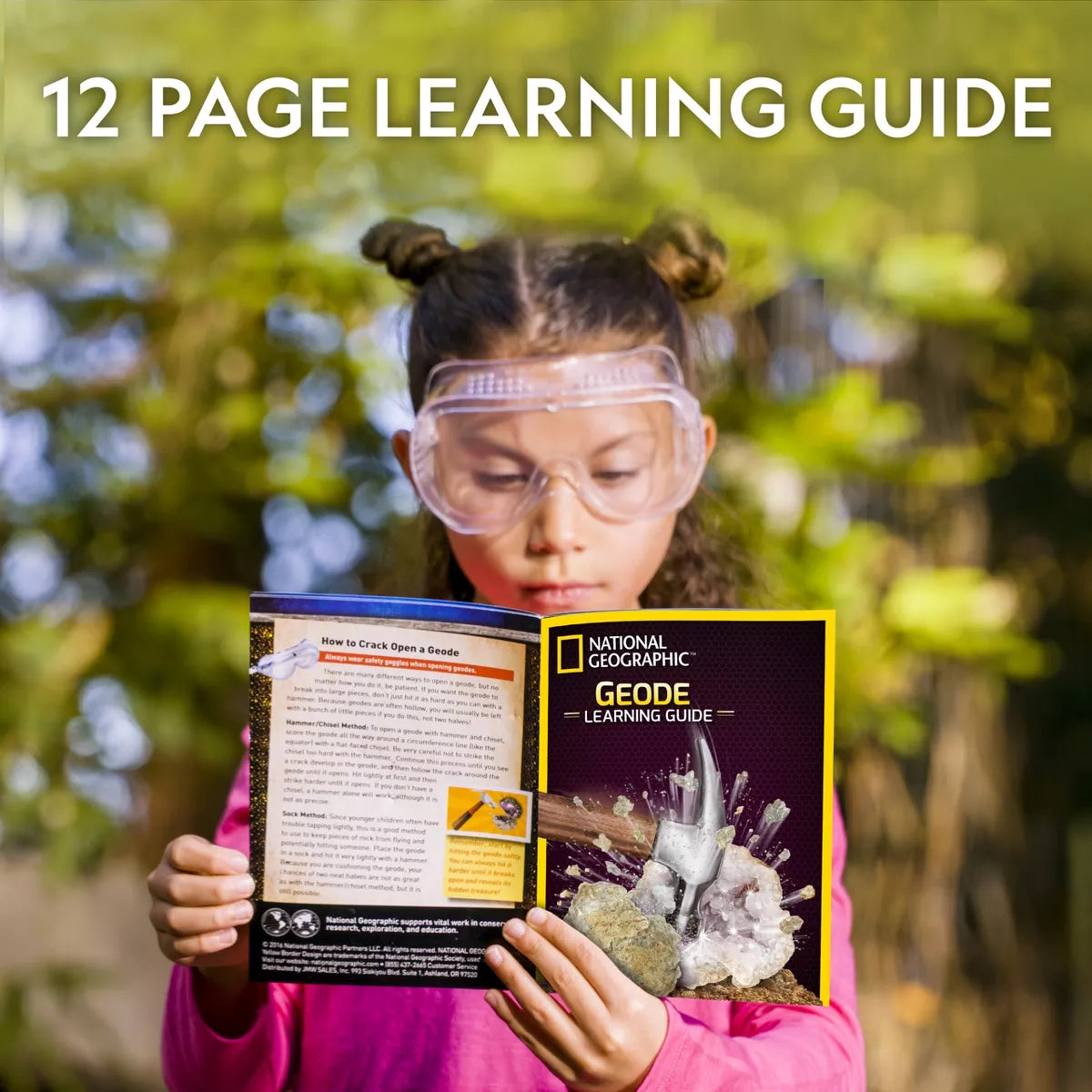 NATIONAL GEOGRAPHIC Break Open 15 Premium Geodes, Includes Goggles, Detailed Learning Guide, 3 Display Stands, STEM Science Toy & Educational Gift